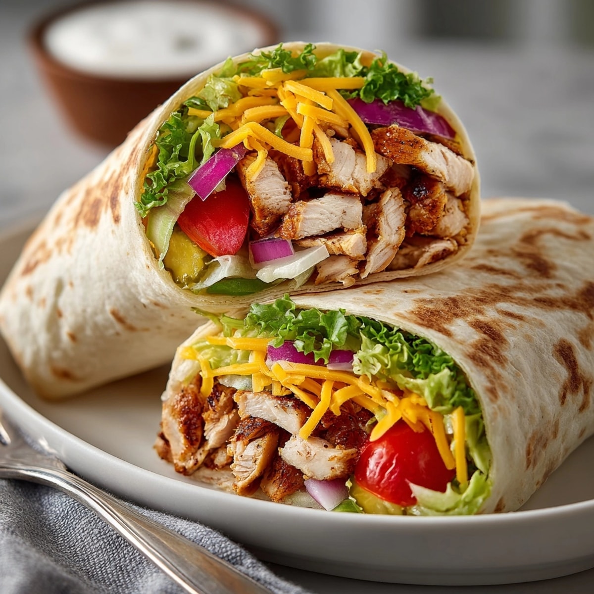 Grilled and sliced pickle juice marinated chicken wraps, perfect for a quick and flavorful lunch or dinner.
