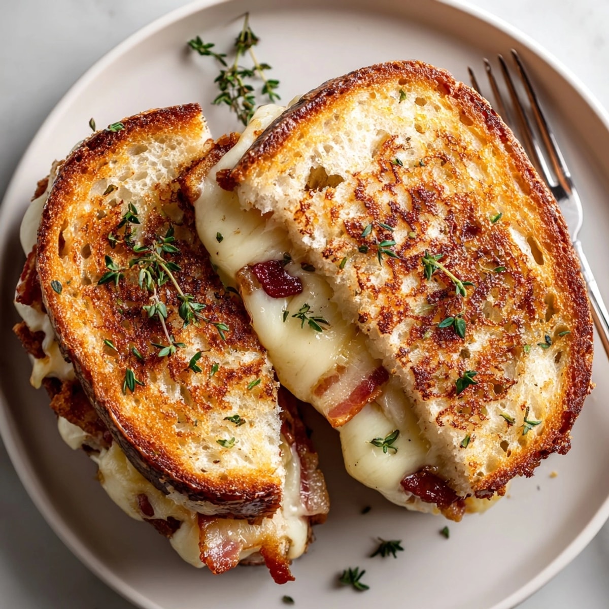 Enjoy a comforting Fall Maple Bacon Grilled Cheese, a delightful combination of sweet and savory flavors.