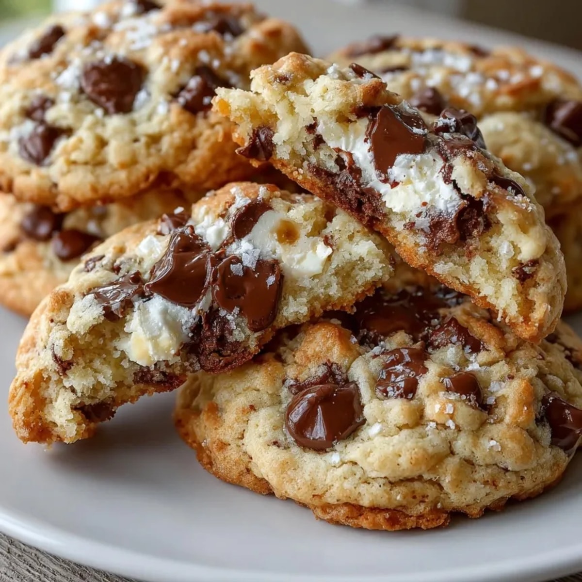 Freshly baked ricotta chocolate chip cookies cooling on a wire rack, golden and soft