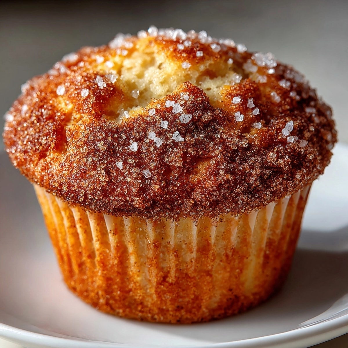 Cinnamon Sugar Donut Muffins fresh from the oven, golden and dusted with sweet cinnamon coating.