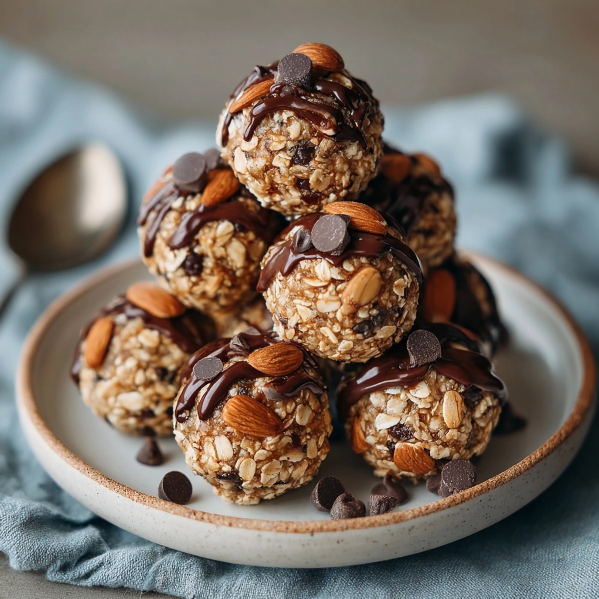 Close-up of Mint Chocolate Chip Protein Balls with fresh mint, perfect for a quick and healthy snack.