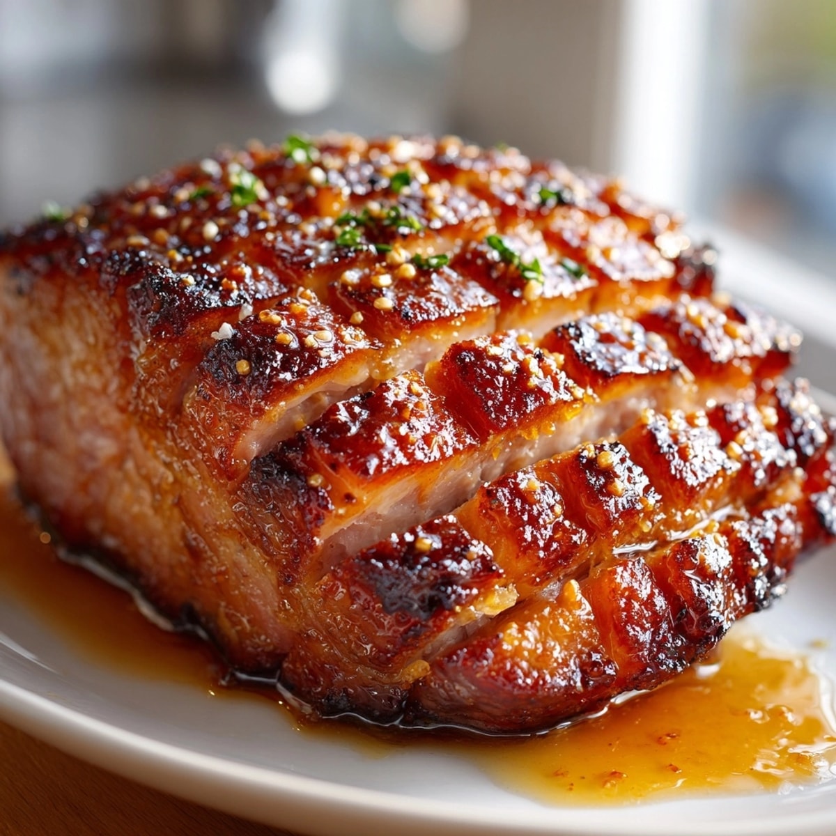 Imagine biting into this juicy Maple Bourbon Glazed Ham; the sweet, smoky glaze.