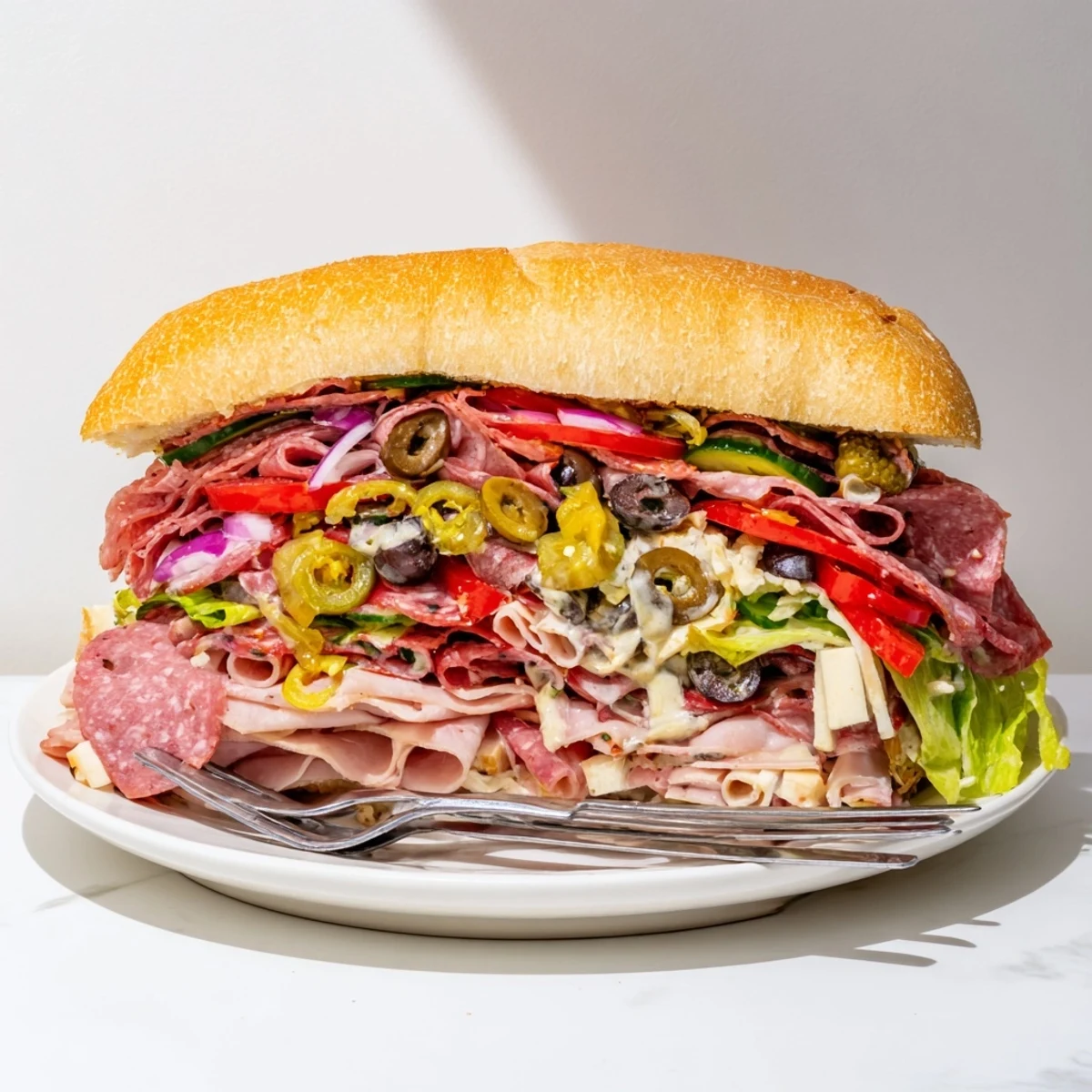 Vibrant Flavor Mash-Up Sandwiches overflowing with fresh ingredients, perfect for lunch gatherings.  