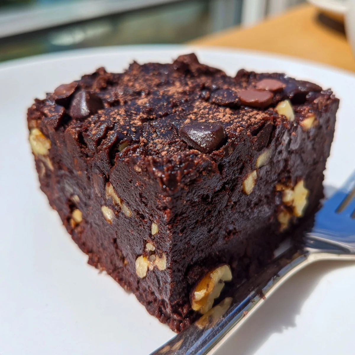 Fudgy Zero-Waste Brownies made with nut-milk pulp, rich in chocolate flavor and texture.  
