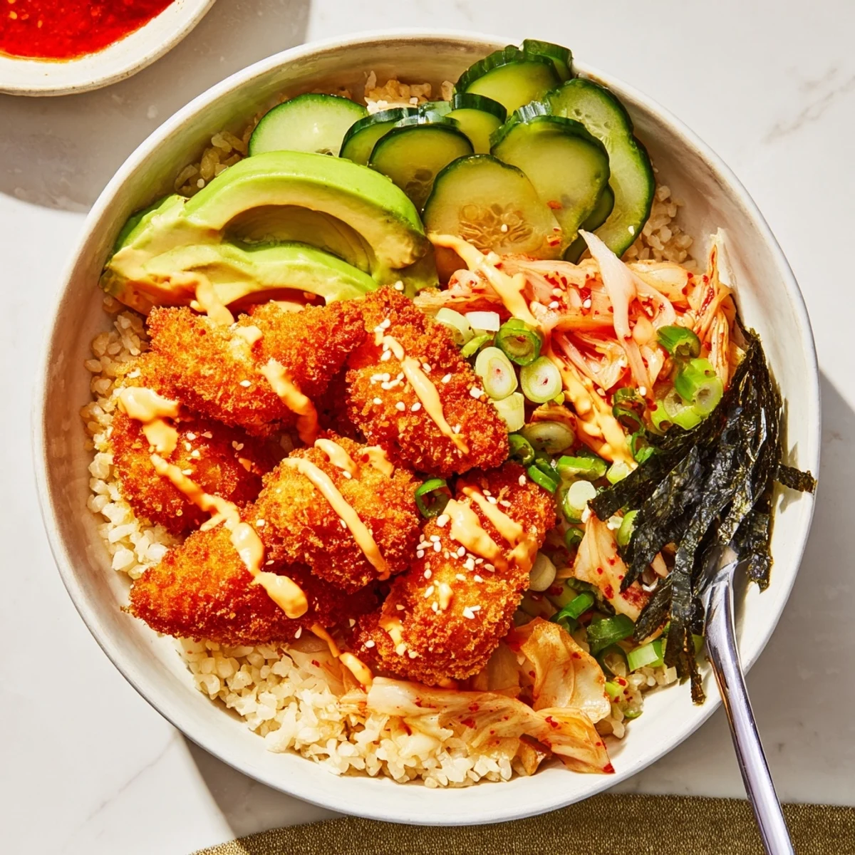 crispy salmon rice bowl