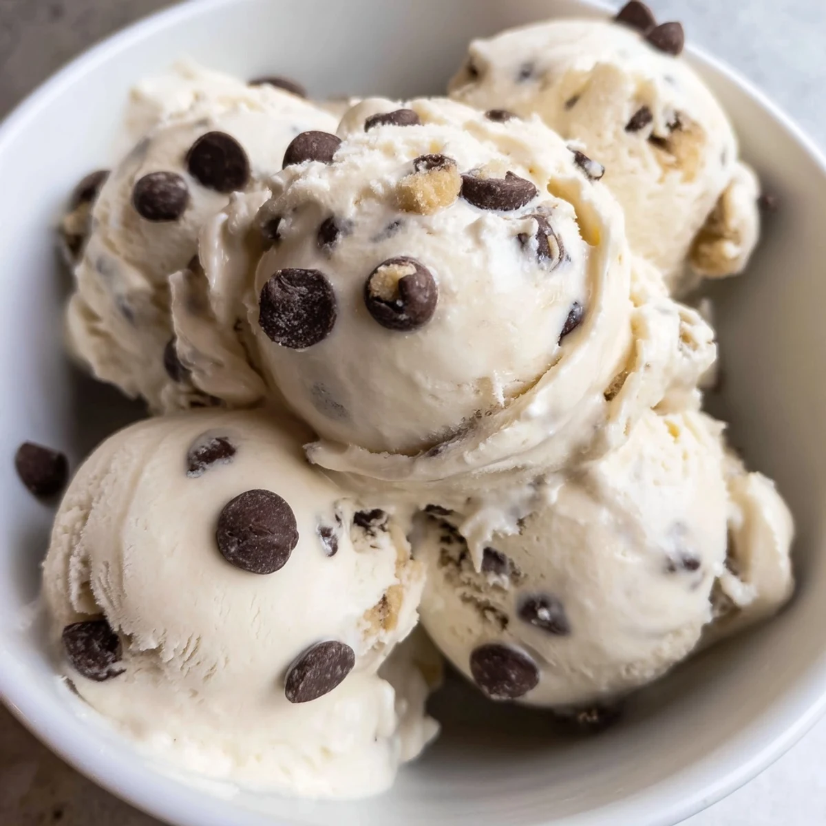 Delightful Cottage Cheese Ice Cream with Cookie Dough served in a chilled bowl for summer.  