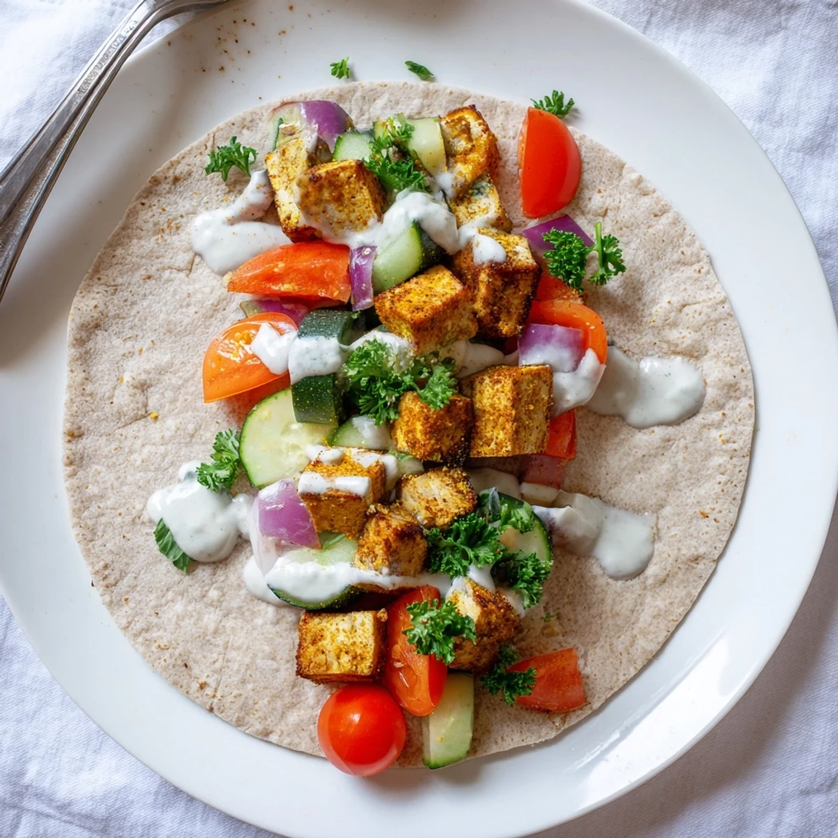 Deliciously seasoned tofu and fresh vegetables showcase a stunning Vegan Viral Recipe Re-make.