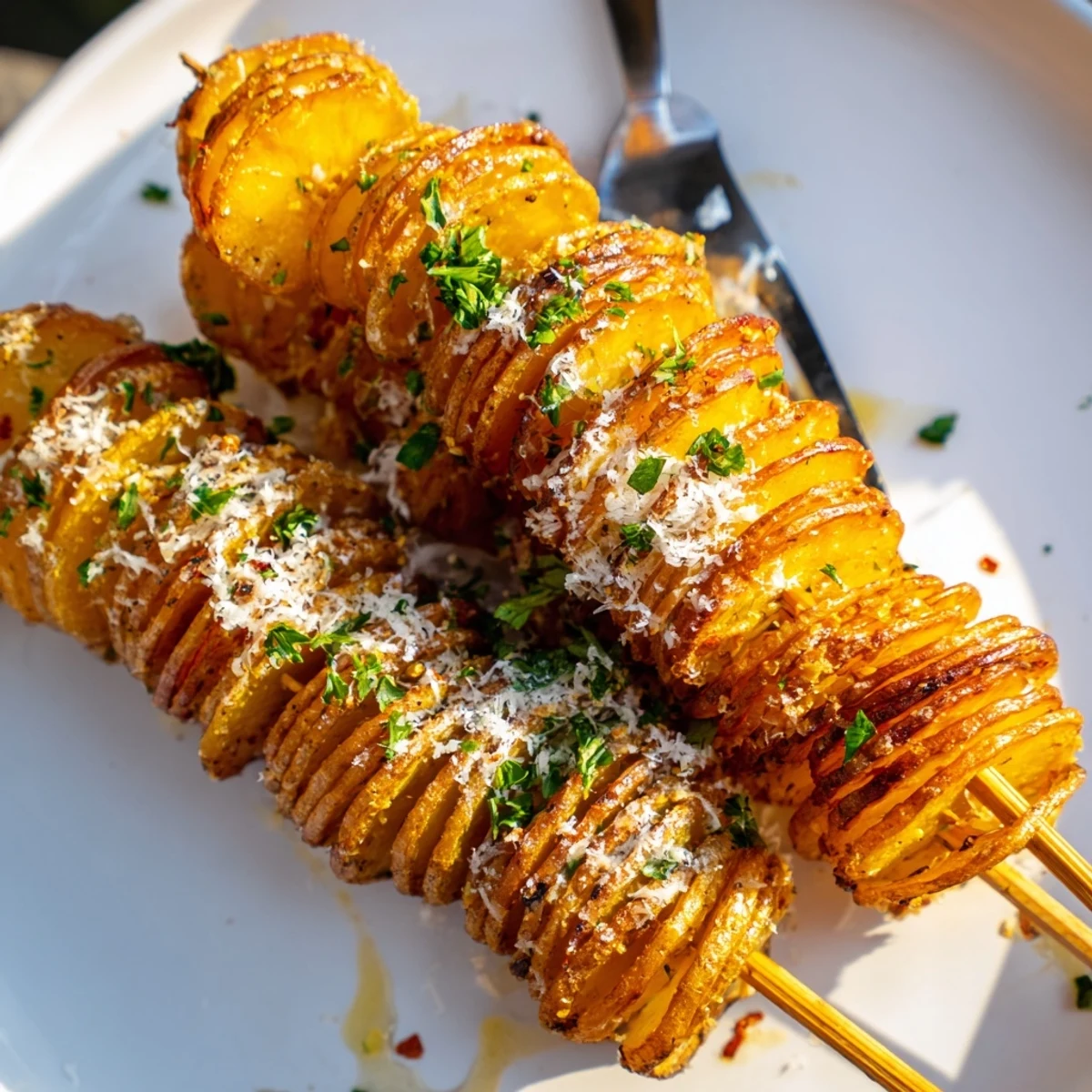 Golden, spiral-cut potatoes seasoned with herbs, perfect for game day gatherings.  