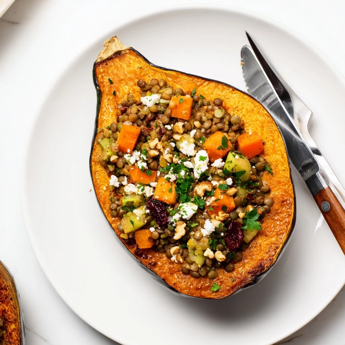Lentil Walnut Stuffed Squash