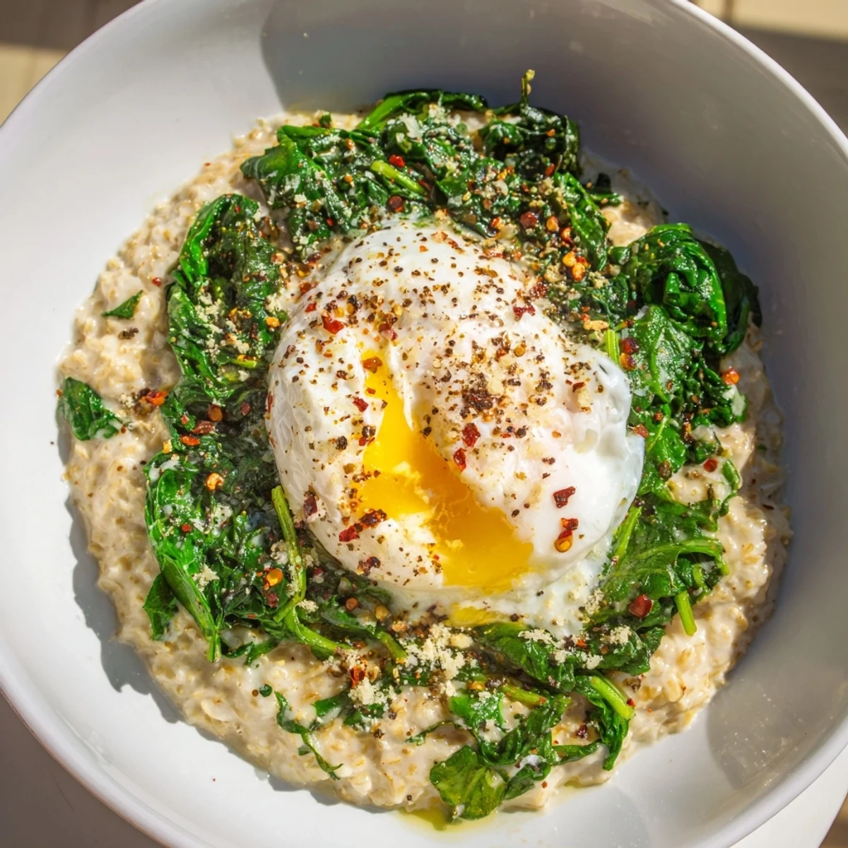 Savoury Oatmeal with Spinach