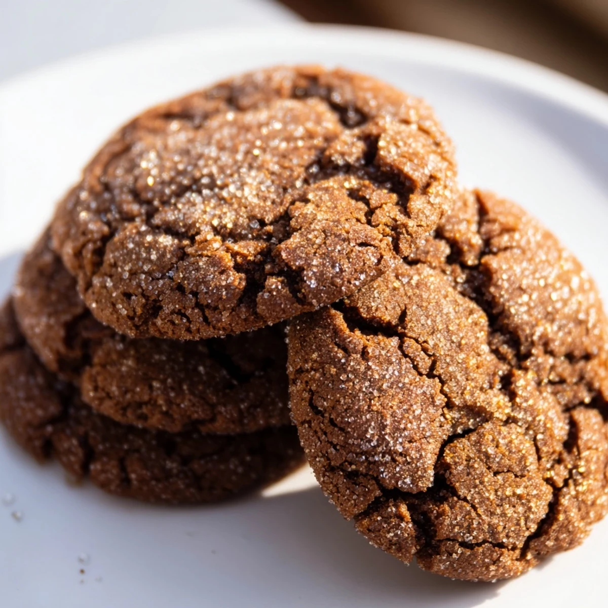 Warm, soft, chewy molasses cookies glistening with sugar, perfect treats for your next gathering.
