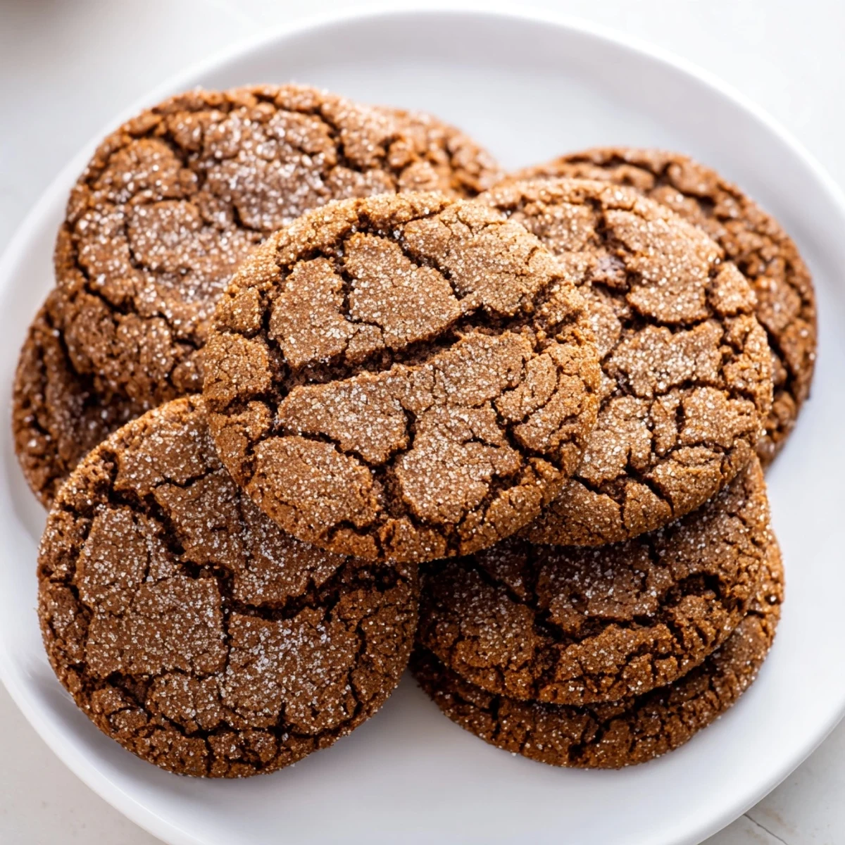 A plate of delectable chewy soft molasses cookies, their rich, spiced aroma filling the kitchen sweetly.