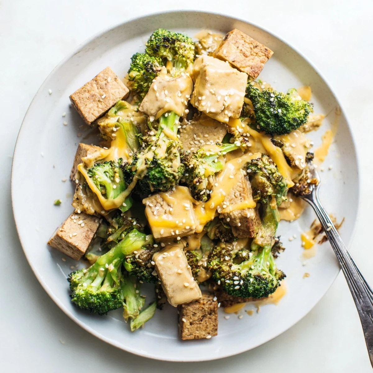 Cheesy Baked Tofu Broccoli