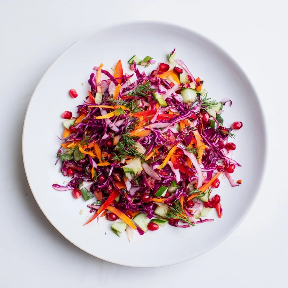 Close-up of a refreshing Shirazi-Inspired Winter Slaw, a perfect side with a mix of textures and flavors.