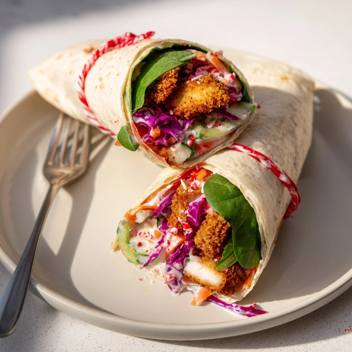 Candy Cane Chicken Veggie Wrap