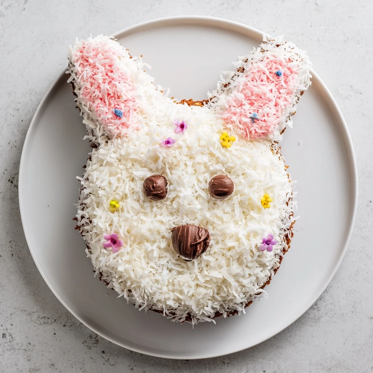 Vivid image of a fluffy Spring Bunny Carrot Cake, decorated for springtime celebrations and enjoyment.