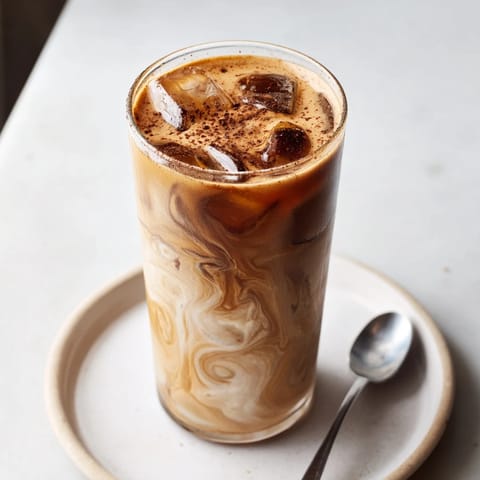 Refreshing tahini iced coffee with rich flavors and a touch of sweetness.  