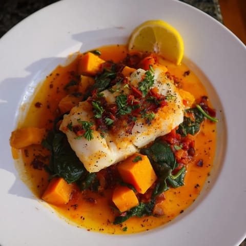 Baked Cod Butternut Squash Spinach