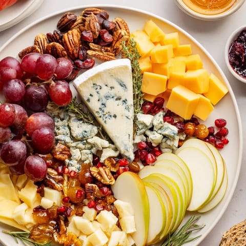 Vibrant Jingle Bell Cheese Board display—a holiday appetizer ready with cheeses, fruits, and crackers.