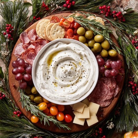 Evergreen Wreath Board Appetizer