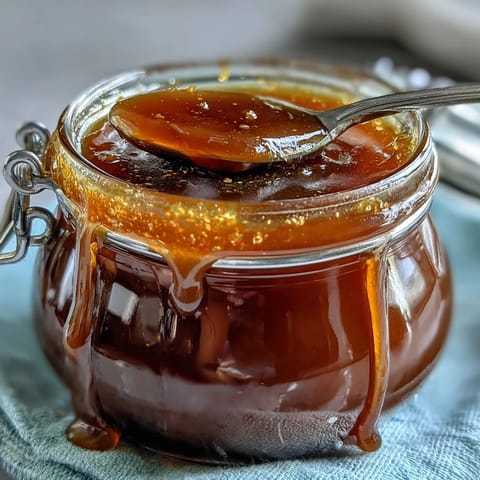 A golden jar of dandelion jelly, its floral aroma wafting from the lid, ready to spread on warm toast.