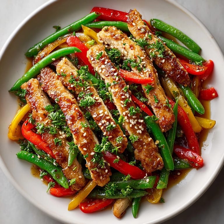 This appetizing 20-Minute Garlic-Butter Turkey & Green Bean Stir-Fry features perfectly cooked turkey strips and fresh vegetables.
