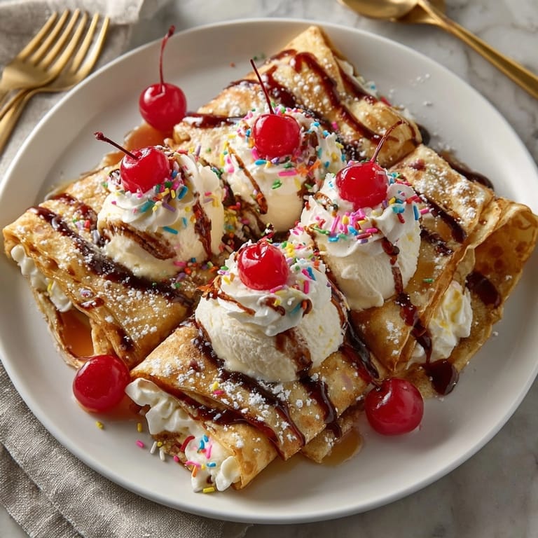 Warm Rebel Soda Float Pancake Wraps showcasing vanilla ice cream ready for a sweet treat dessert.