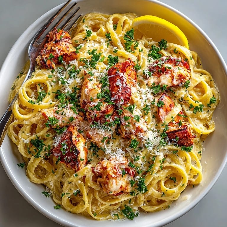 This stunning Lobster Thermidor Pasta is expertly plated with lobster and cheese; a truly decadent meal.