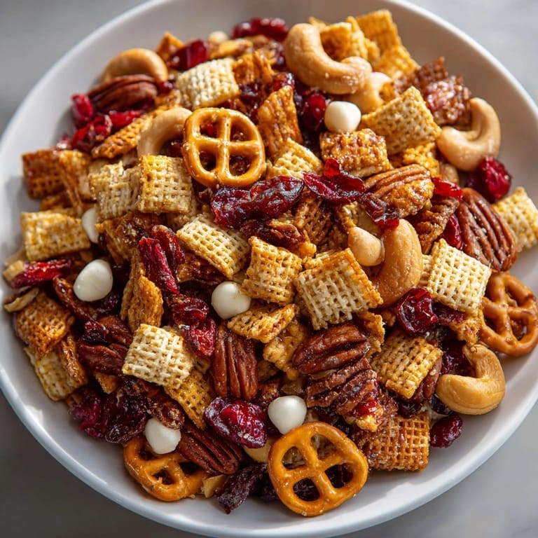 Imagine warm, sweet Pumpkin Spice Snack Mix: maple syrup, butter, salty, and crunchy!