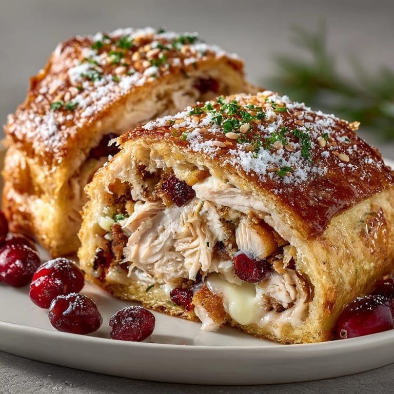 Warm Turkey & Cranberry Stuffing Stromboli&amp;mdash;cheesy, savory, and fruity holiday leftovers reimagined.