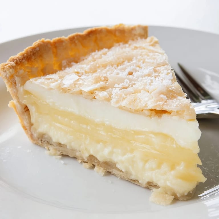 Comforting Water Pie, reminiscent of the Great Depression, served with fresh berries on top.