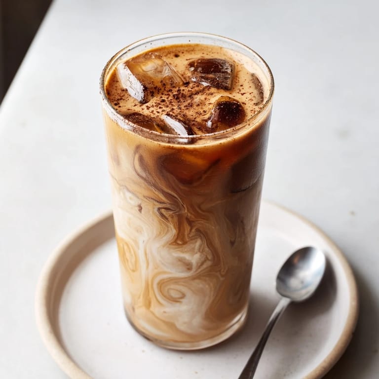 Refreshing tahini iced coffee with rich flavors and a touch of sweetness.  