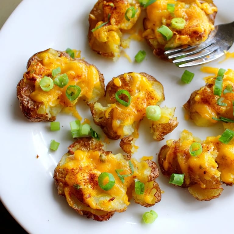 Savory smashed green onion potato bombs, perfect for dipping in sour cream.