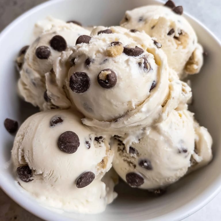 Delightful Cottage Cheese Ice Cream with Cookie Dough served in a chilled bowl for summer.  