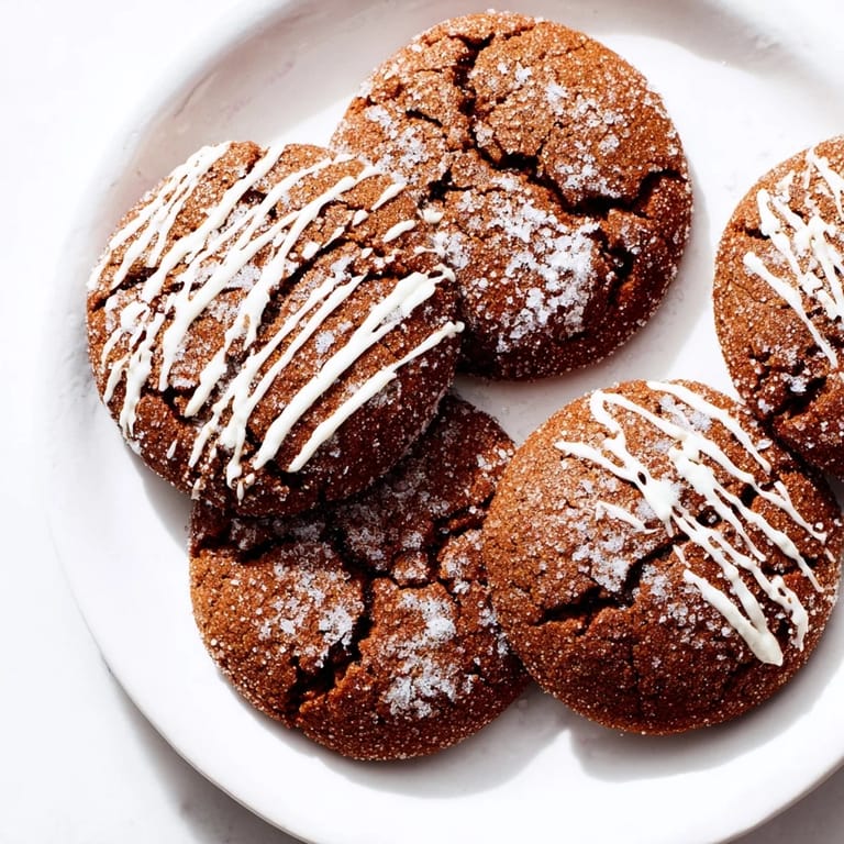 Freshly baked gingerbread latte cookies, with espresso flavor and a beautiful white chocolate topping.