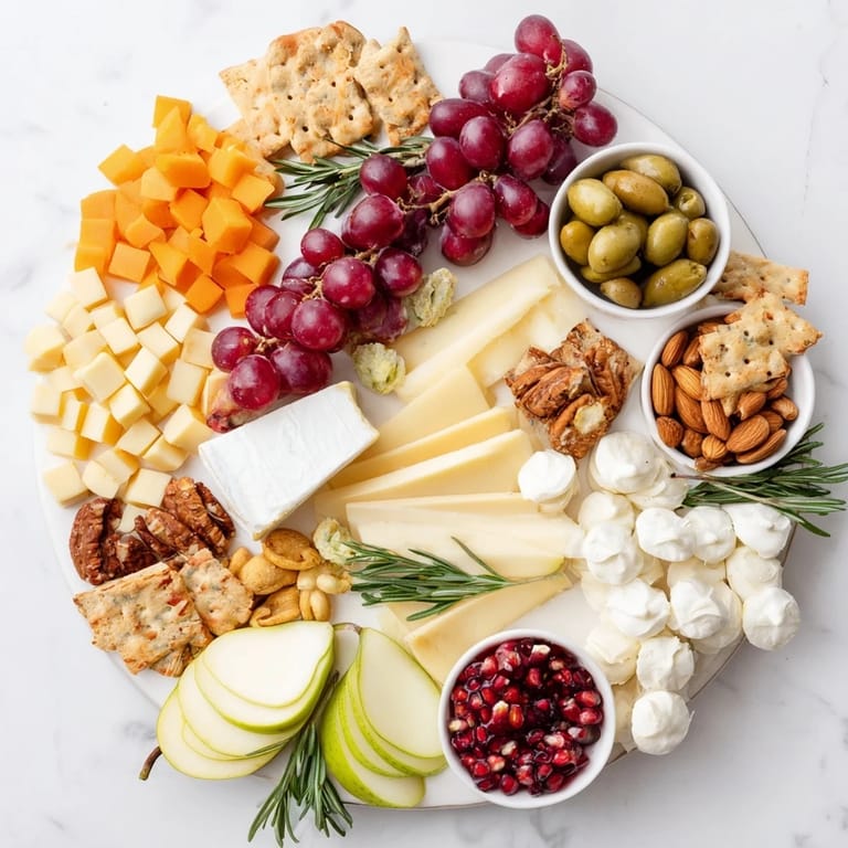 Vibrant photo of a Winter Wonderland Grazing Tray, filled with colorful snacks perfect for holidays.