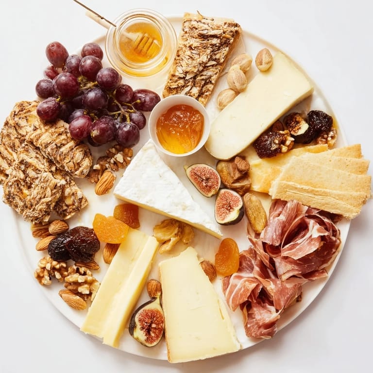 A beautiful arrangement of Plateau des Rois Mages Gourmand, perfect for a holiday appetizer with sweet and savory treats.