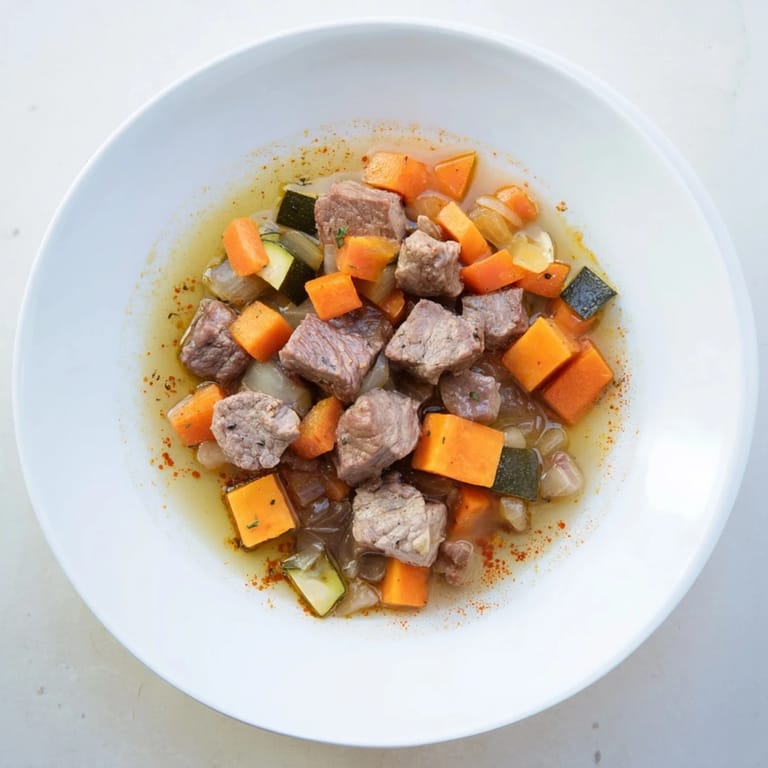 This baby's sweet lamb platter shows how perfectly cooked the lamb and vegtables are for little ones.