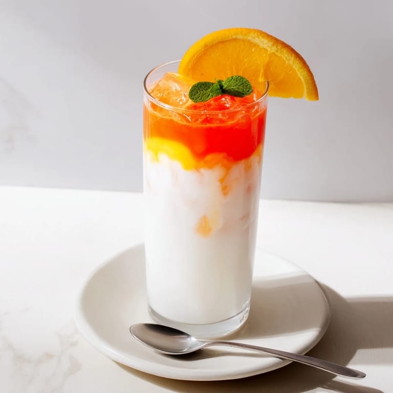 See the elegant layers of The Alpine Sunrise, a refreshing, non-alcoholic brunch drink.