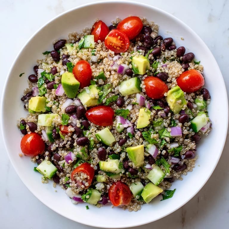 Cool and refreshing, this quinoa black bean salad is brimming with flavors and textures for any occasion.