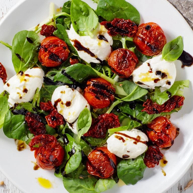 Enjoy this vibrant Tomato Trio Salad featuring a rich balsamic dressing, ideal for summer.