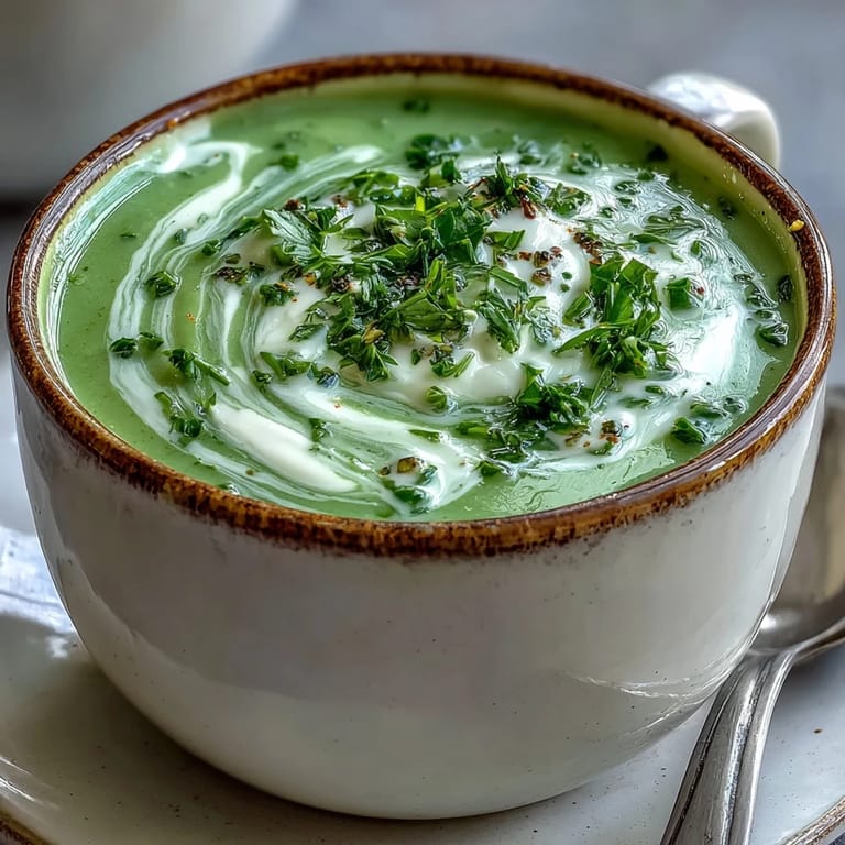 Velvety Creamy Celery and Herb Soup, perfect with crusty bread.