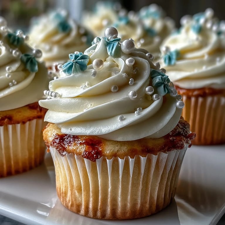 Close-up of Cancer Birthday Cupcakes featuring pearl fondant, a sweet zodiac-themed treat.